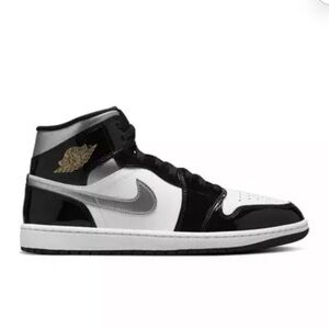 NIKE Air Jordan 1 Mid SE Black/Metallic Silver-White HV0789-010 MEN'S SIZE 10